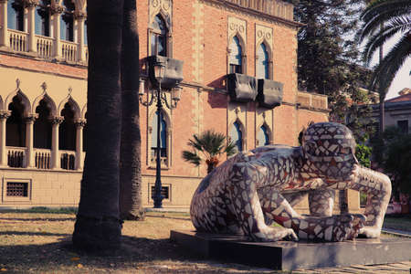 Modern sculpture of Rabarama in Reggio Calabria which is situated in promenade of Falcomata; Calabriaのeditorial素材
