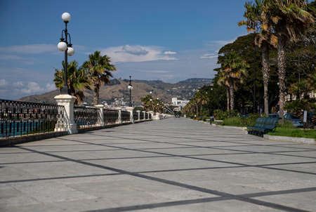 Lungomare di Falcomata in Reggio Calabria, in Italy. Summer time, holidays. Traveling Calabria.の写真素材