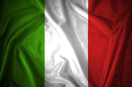 flag of Italy on a silk fabricの写真素材