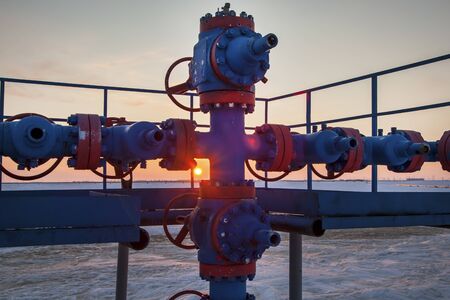 Oil, gas industry. Group wellheads and valve armature