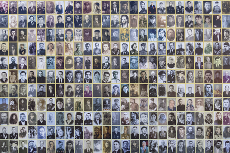 Gelendzhik, Russia, July 15, 2018: The embankment of the resort city, memorial plaque in memory of the Great Patriotic War of 1941-1945, collage of photographs of war veteransのeditorial素材