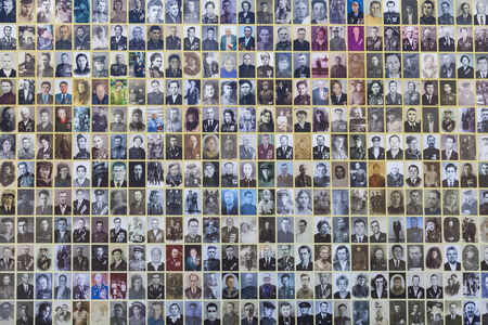 Gelendzhik, Russia, July 15, 2018: The embankment of the resort city, memorial plaque in memory of the Great Patriotic War of 1941-1945, collage of photographs of war veteransのeditorial素材