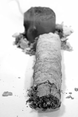 Angle perspective of ash of some dying end cigar.の写真素材