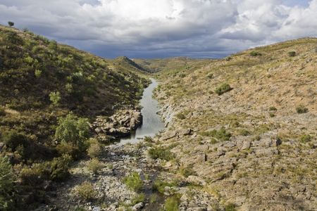 View of the river Vascão located on the interior of Algarve region on Portugal.