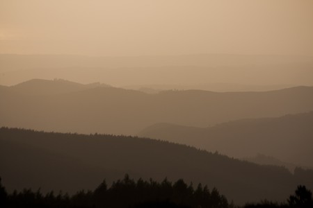 View of a line of gradient mountain range on Portugal.の写真素材