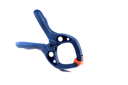 Close view detail of a workshop clamp isolated on a white background.の写真素材