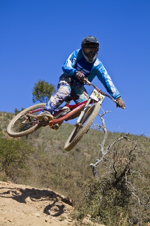 View of a btt downhill bike dirt competition.のeditorial素材