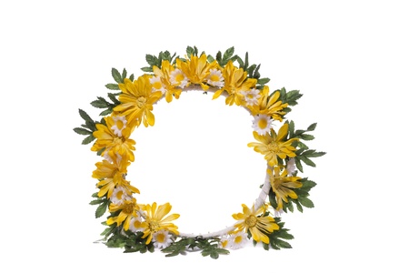 Close of a wreath of flowers isolated on a white background.の写真素材