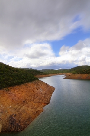 View of a beautiful river landscape near Funcho, Portugal.の写真素材