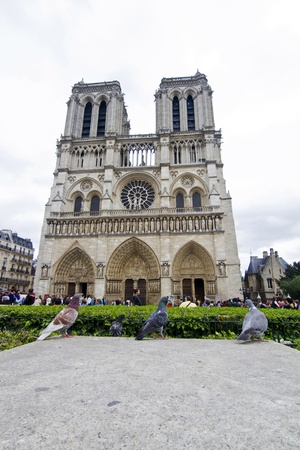 View of the beautiful Notre Dame Cathedral in Paris, Franceのeditorial素材