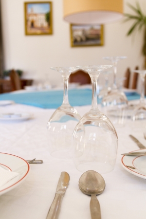 View of a ready prepared table in a restaurant.の写真素材