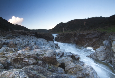 Beautiful view of a river landscape in the Alentejo region, Portugal.の写真素材