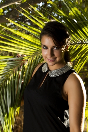 View of a beautiful girl in a autumn seasonal setting.の写真素材