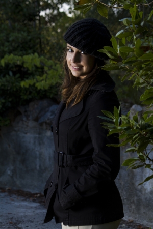 View of a beautiful girl in a autumn seasonal setting.の写真素材