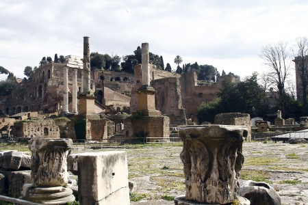 View of the Palatino ruins located in Rome, Italy.の写真素材