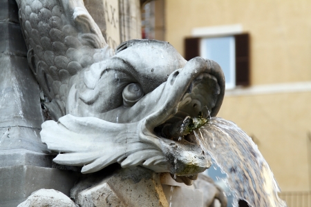 Statues detail from fountain near the Pantheon in piazza Rotonda, Rome, Italy.の写真素材