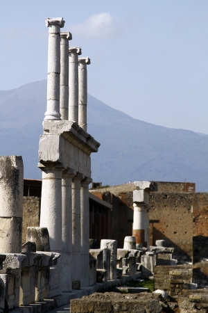 View of the ruins of the archeological Pompeii site, located near Naples, Italy.の写真素材