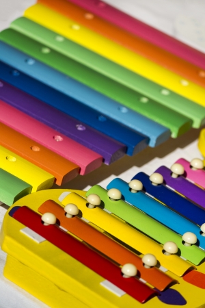 Close up view of colorful xylophones.の写真素材