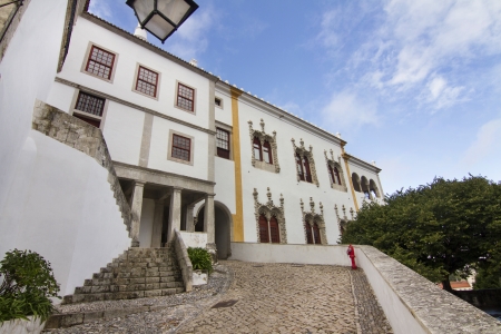 View of the National palace of Sintra town, Portugal.のeditorial素材