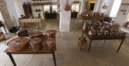 View of a inside kitchen of the beautiful Palace of Pena, located in Sintra, Portugal.のeditorial素材