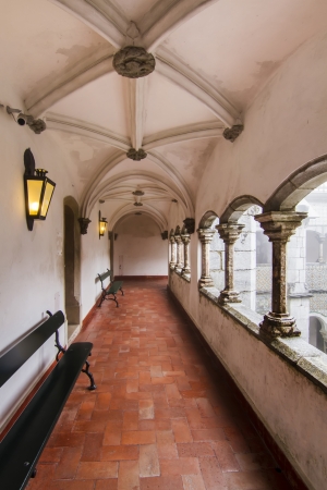 View of a corridor section of the beautiful Palace of Pena, located in Sintra, Portugal.のeditorial素材