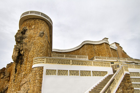 View of a partial section of an ancient fortress located in Portimao, Portugal.の写真素材