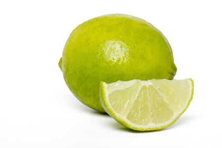 Close up view of lime fruit isolated on a white background.