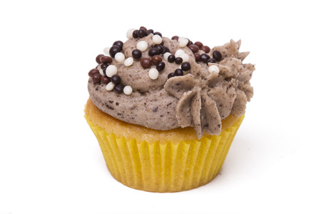 Close up view of original and creative cupcake design isolated on a white background.の写真素材