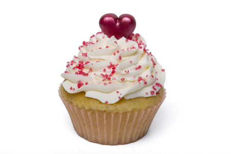 Close up view of original and creative cupcake design isolated on a white background.の写真素材