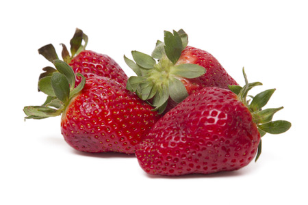 Close up view of fresh strawberry isolated on a white background.の写真素材