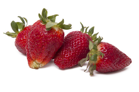 Close up view of fresh strawberry isolated on a white background.の写真素材
