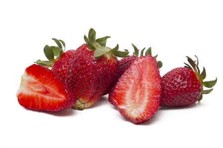 Close up view of fresh strawberry isolated on a white background.の写真素材