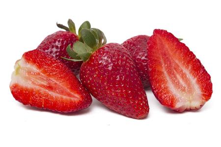 Close up view of fresh strawberry isolated on a white background.の写真素材
