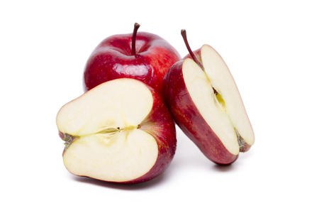 Close up view of some red apples isolated on a white background.の写真素材