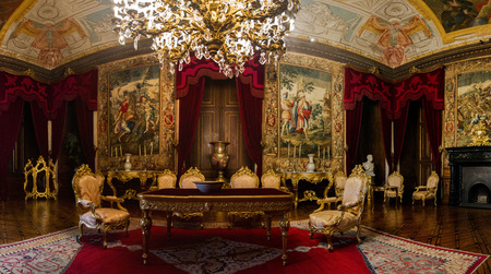Interior view of one of the beautiful rooms of Ajuda palace located in Lisbon, Portugal.のeditorial素材