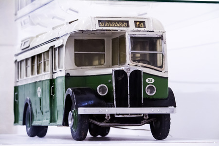 View of a museum piece of the history of electric trams in Lisbon, Portugal.のeditorial素材