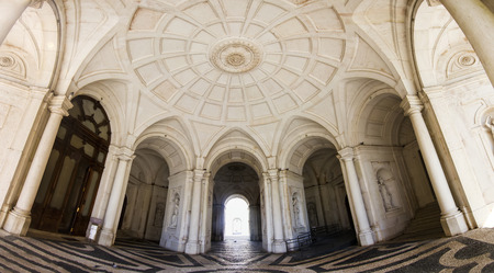 View of the beautiful Ajuda palace located in Lisbon, Portugal.のeditorial素材