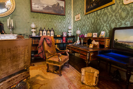 Interior view of one of the beautiful rooms of Ajuda palace located in Lisbon, Portugal.のeditorial素材