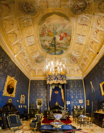 Interior view of one of the beautiful rooms of Ajuda palace located in Lisbon, Portugal.のeditorial素材