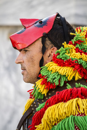 Lisbon, Portugal - May 10, 2014: Parade of costumes and traditional masks of Iberia at the VIII International Festival of Iberian Masks.のeditorial素材