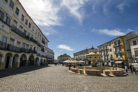 View of the Giraldo square located on Evora, Portugal.