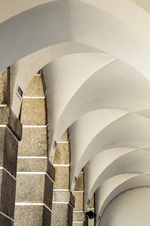 Close up detail view of a corridor with many arcs.の写真素材