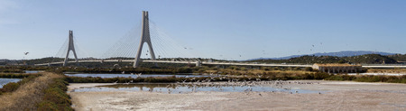Panoramic view of the iconic bridge over Portimao's Arade river.の写真素材