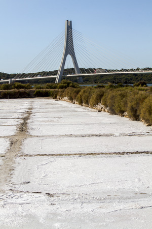 View of the iconic bridge over Portimao's Arade river.の写真素材