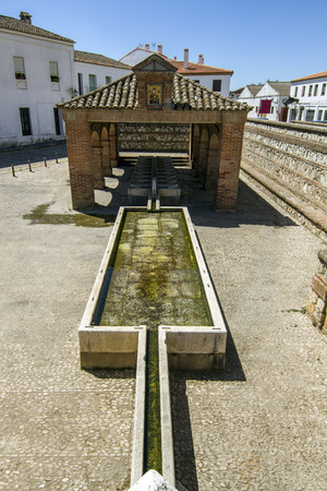 View of an old retro vintage washing building located in Aracena, Spain.の写真素材