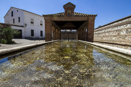 View of an old retro vintage washing building located in Aracena, Spain.の写真素材