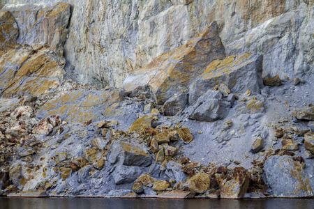 Beautiful view of a mining acidic lake located in Rio Tinto, Spain.の写真素材