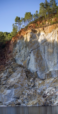 Beautiful view of a mining acidic lake located in Rio Tinto, Spain.の写真素材
