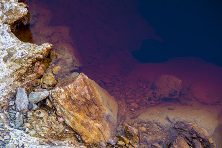 Beautiful view of a mining acidic lake located in Rio Tinto, Spain.の写真素材