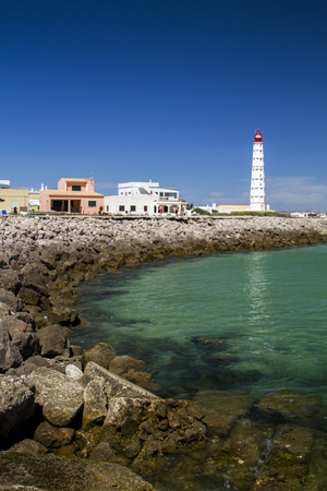 View of the beautiful island of Farol located in the Algarve, Portugal.のeditorial素材